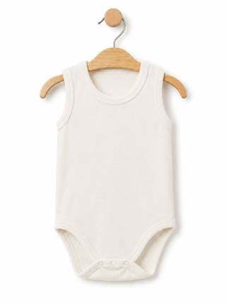 Body Bébé Débardeur Uni Blanc Cassé | 100 % Coton