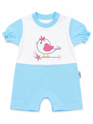 Barboteuse Turquoise & Rose | 100 % Coton