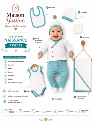 Pack naissance 7 Pièces Vert sauge  (0-3mois)
