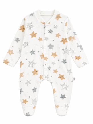 Grenouillère Blanche Imprimée étoiles 100% coton