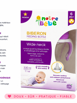 Biberon Standard avec Poingné Move notre Bébé 330 ML 6+mois