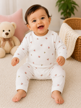 Ensemble 2 Pièces Blanc imprimé Fleuri   (9-12mois)