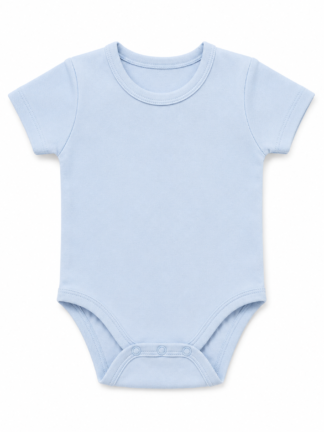 Body Bébé Manches Courtes Uni Bleu Ciel