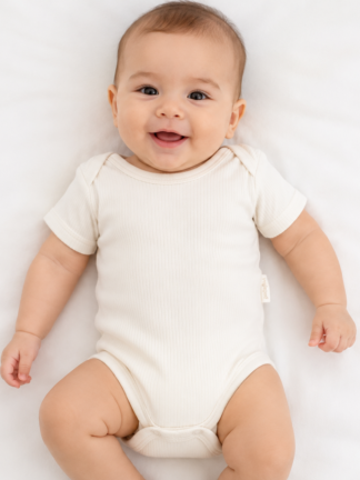 Body Bébé Manches Courtes Uni Blanc Cassé