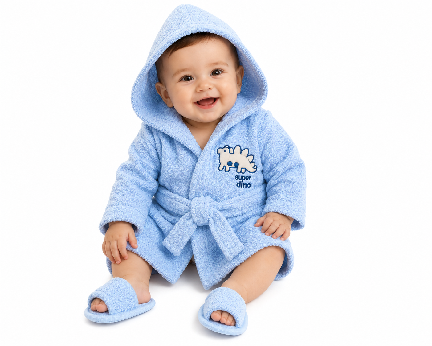 Peignoir Bleu à capuche (+ chaussons assortis)