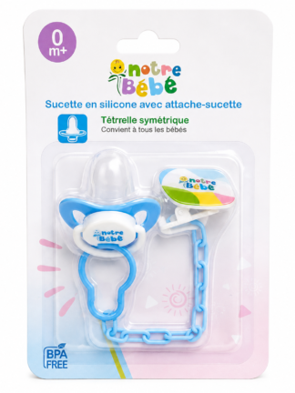 Tétine notre Bébé  avec Attache Bleu 0m+