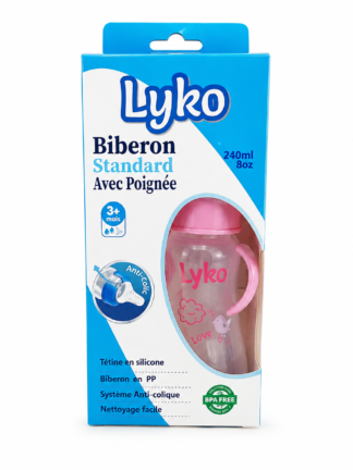 Biberon Standard avec Poingné Rose Lyko 240ML