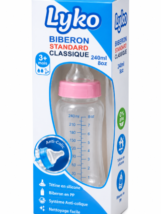 Biberon Standard Classique Rose lyko 240ML 3+mois