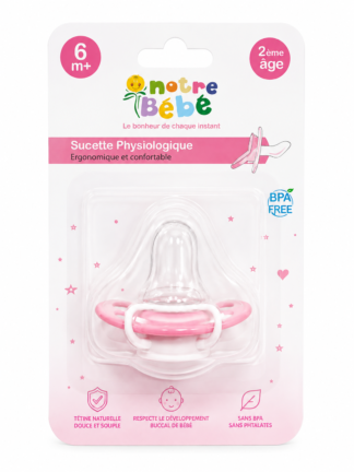 Sucette Physiologique rose 6m+ (2eme age) notre bébé