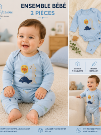 Ensemble 2 Pieces Motif Dinosaures